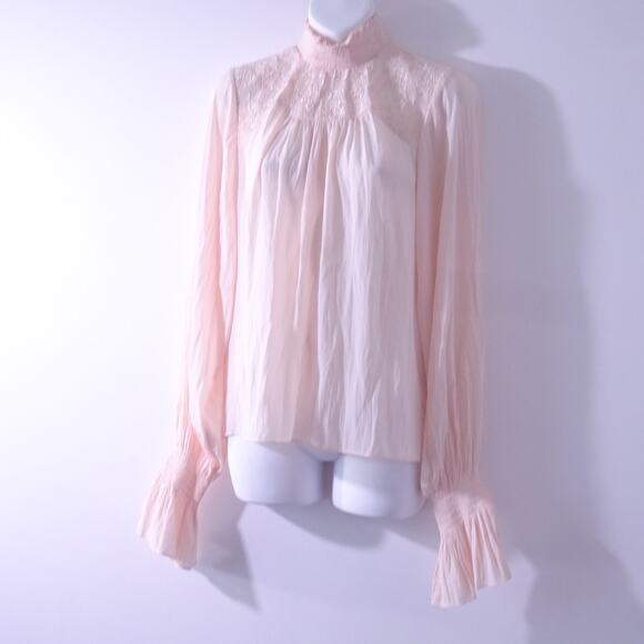 NWT Ramy Brook Women's Eclipse Embroidered Balloon Sleeve Top S NWT 345 Cream - Picture 2 of 11